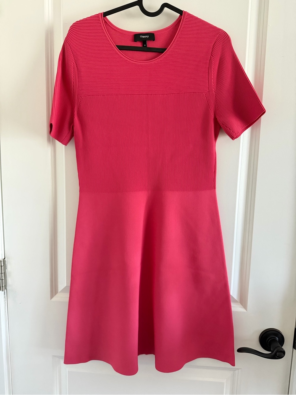 Theory Coral-Pink Ribbed Scoop-Neck Dress